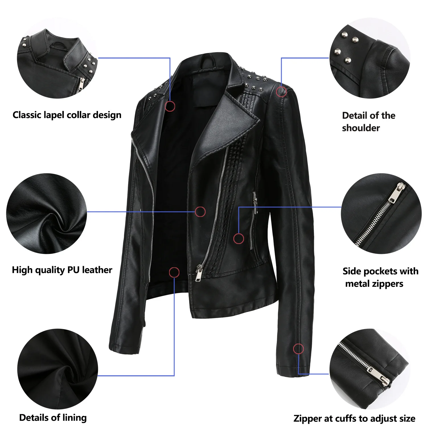 2020wish new European code spring and autumn women's PU leather jacket slim thin coat ladies motorcycle suit