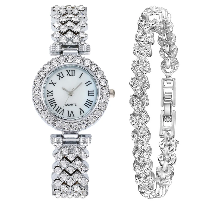 Women Steel Bracelet Watch Quartz Luxury Fashion Set With Diamonds women watches