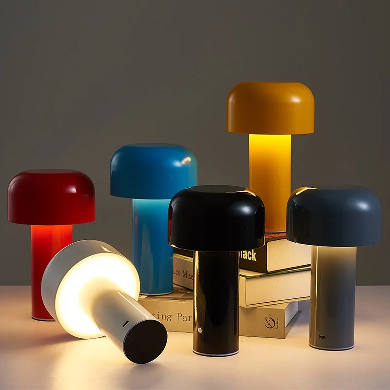 

Italian Designer Mushroom Table Lamp Night Light Portable Touch Rechargeable Night Stand Decor Lamp USB Desk Lamp Bedside Lamp