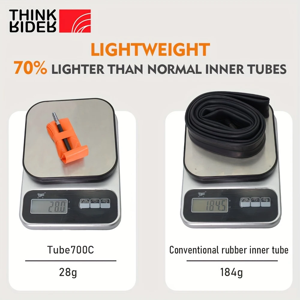 ThinkRider 28g Camera d'aria ultraleggera per bici 700 x 18 25 28 Pneumatico per bicicletta da strada TPU Lunghezza 45/65/85mm Valvola francese Tubo super leggero - immagine 5
