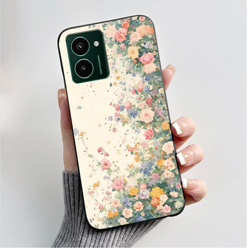 Luxury Fashion Butterfly Flower Painted Black Soft TPU Silicone Phone Case