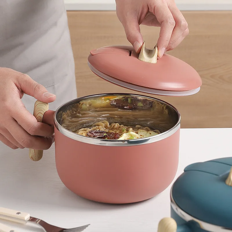 1200ML large capacity 316 stainless steel instant noodle bowl with lid Japanese style household anti-scald lunch box tableware