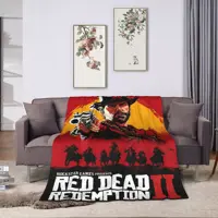 Red Dead Redemption 2 couverture chaude et douce pour étudiants, literie en peluche, motif canapé, chaise, couvre-lit en flanelle 2
