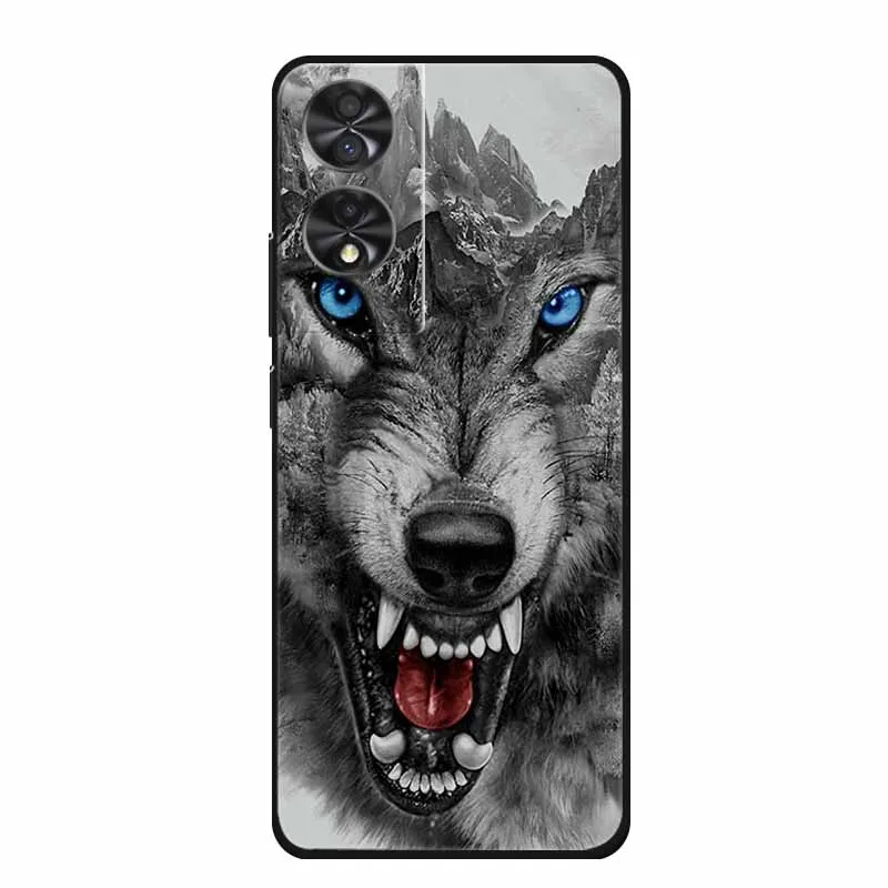 Animal Cartoon TPU Soft Silicone Phone Case Cover with Wolf Design