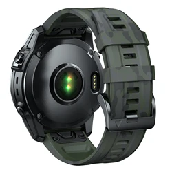 Camouflage Quick Fit Silicone Wristband Strap, 22 - 26mm - Quick Fit 26mm (Camo Army Green)