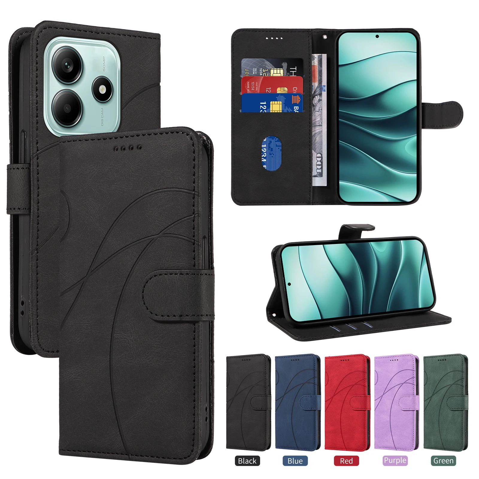 Luxury Leather Wallet Flip Cover Phone Case - Enhanced Protection & Style