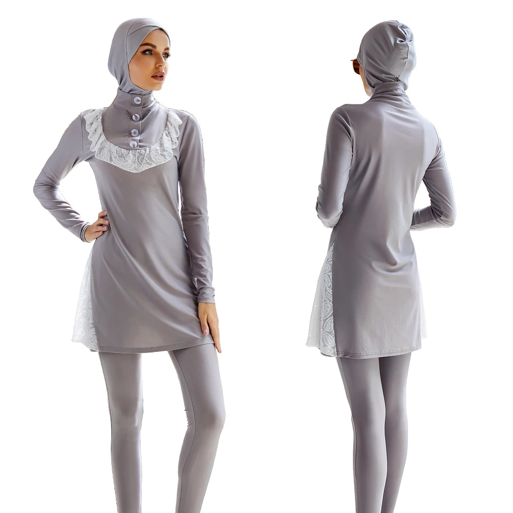 Southeast Asia Full-coverage Swimsuit For Hijabi Wome Conservative Stitching Block Swimsuit Three-piece Sunscreen Split Swimsuit