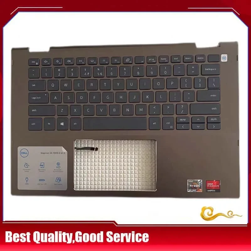 

YUEBEIsheng 95%New/org For Dell Inspiron 14 7405 2-in-1 Palmrest US keyboard Upper cover /touchpad,Brown