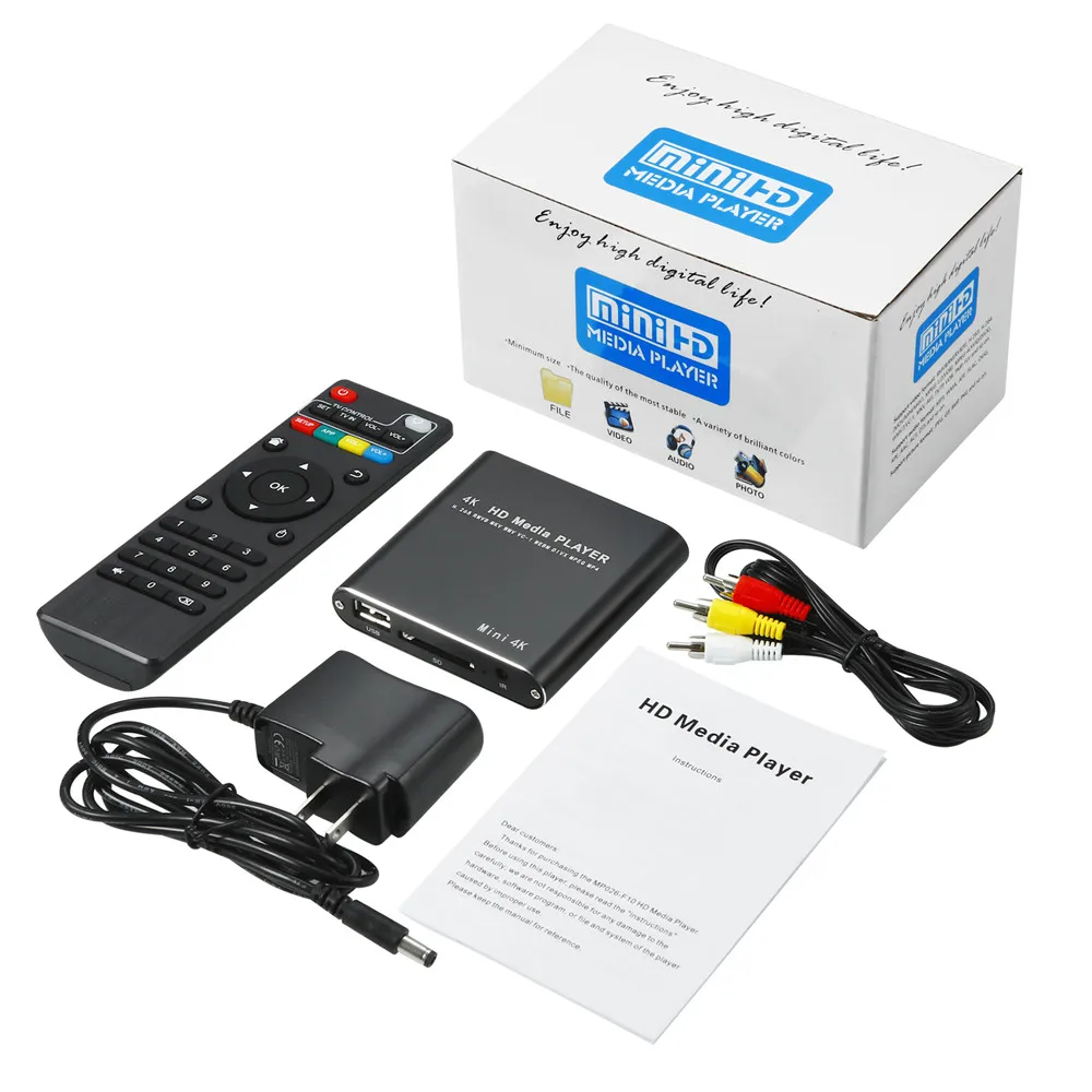 Portable Mini Full HD 4K Media Player Support HDD USB Drive SD Card 2K 1080P Autoplay Advertise AD Video MP3 PPT Players