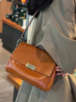 Crossbody women's bagmade of top-grain vegetable-tanned cowhidenew fashion genuine leather shoulder bagretro style messenger bag