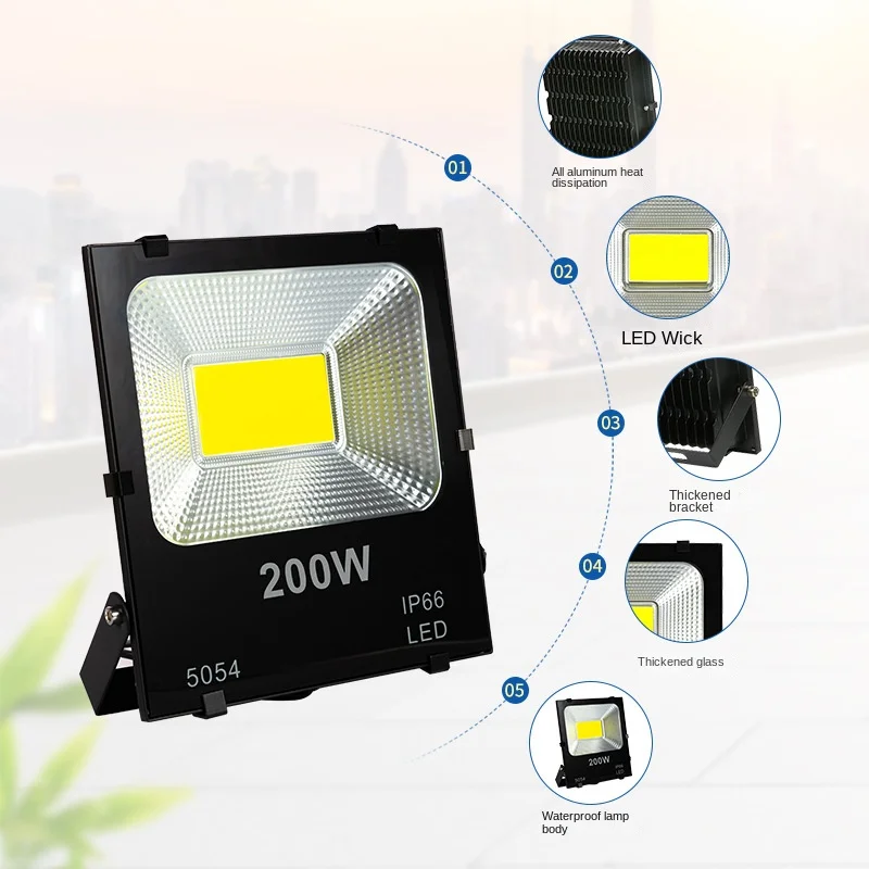 

MOSLIGHTING LED Outdoor Floodlight 100W 200W Waterproof Billboard Spotlight Square Light Courtyard Light Construction Site Light