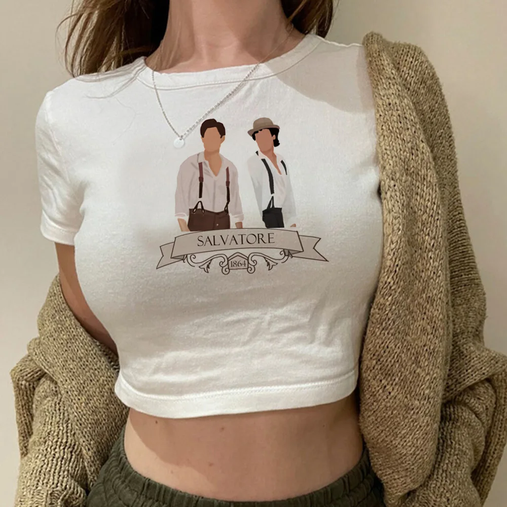 the Vampire Diaries streetwear  vintage crop top Woman gothic  cute goth crop top tee 2