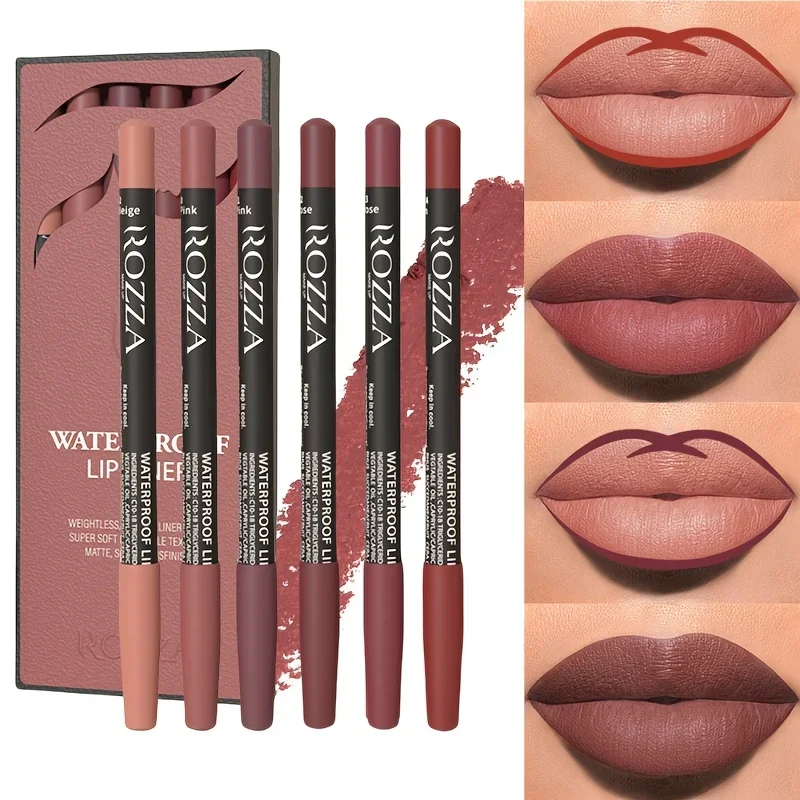 6Pcs Nude Lip Liner Set Waterproof Matte Long-Lasting Finish Lip Pencil Daily Makeup Nude Liners lip liner set