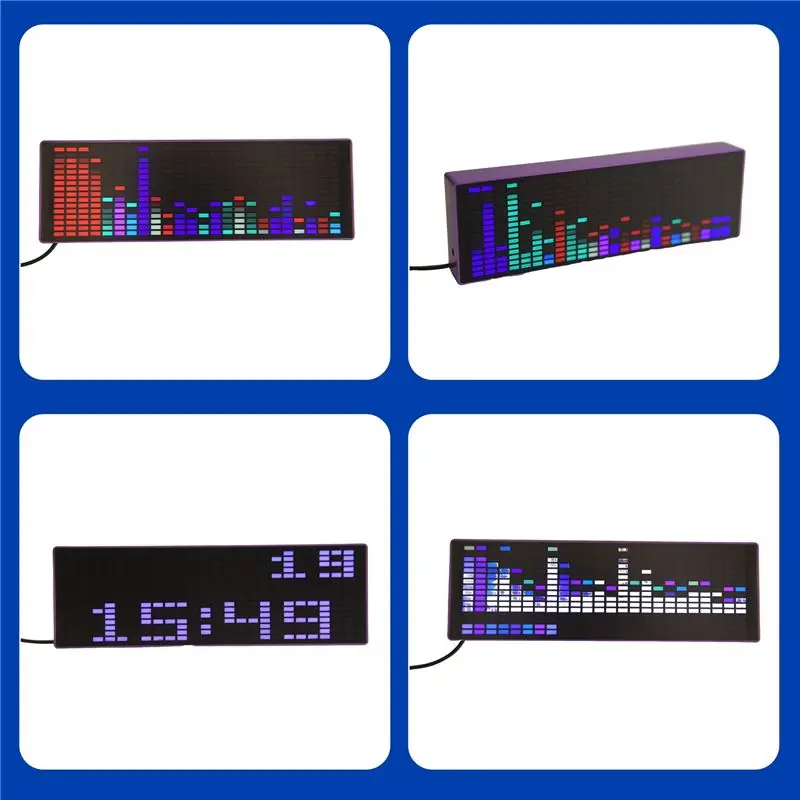 L07A-LED 음악 스펙트럼 디스플레이 RGB 조명 다채로운 스펙트럼 픽업 분위기 램프 음성 제어 레벨 표시기