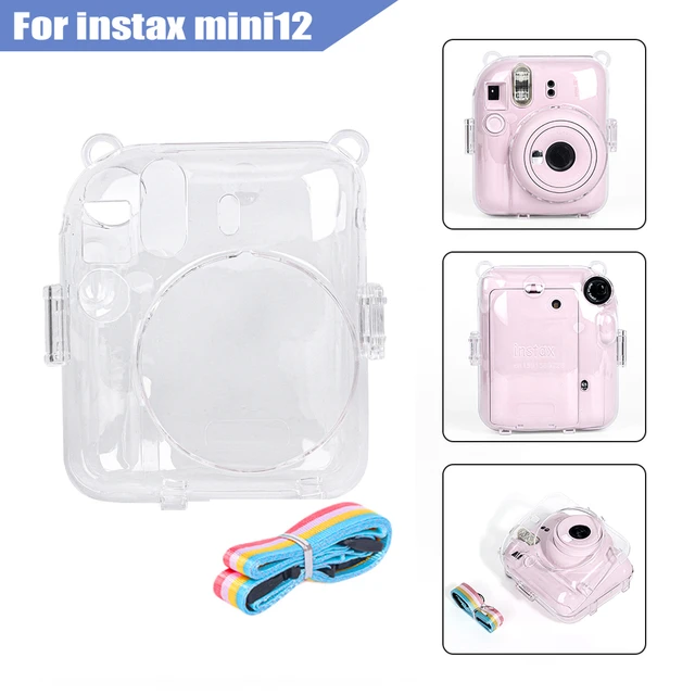 CAIYOULE Funda transparente para cámara Instax Mini 12, Fujifilm Mini 12  funda protectora para PC con pegatinas de cámara y mini marcos