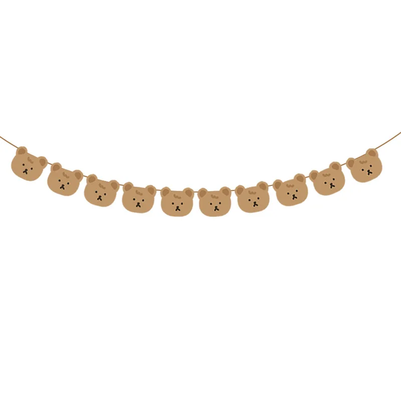 1Set 2.5M Cute Bear Garland Cartoon Happy Birthday Banners for Kids Bear Themed Birthday DIY Party Banners Decoration Supplies party decorations,birthday banner