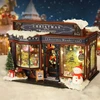 DIY Wooden Miniature Model Kit Christmas Wonderland Cottage Casa Doll Houses 3D Puzzle Dollhouse With Furniture for Friends Gift 2