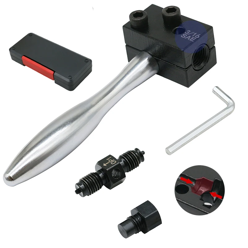 Brake Line Double Flaring Tool Kit 3/16" Detachable Hand Held Tube Flare Tool Set for Car Repair 4.75mm