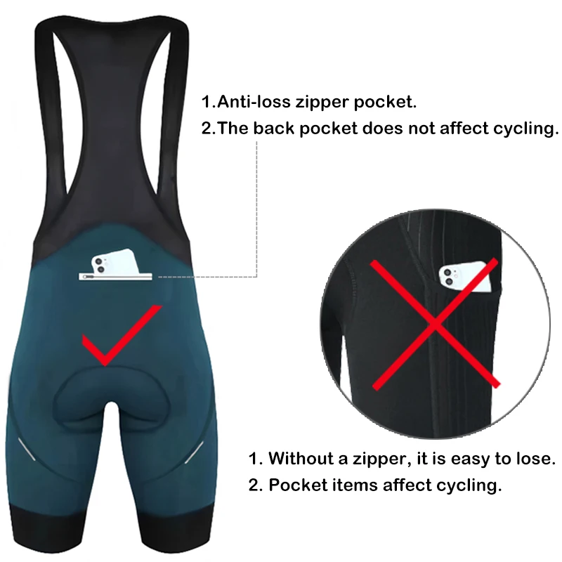 Phtxolue Cycling Bib Shorts Men Women Anti-Loss Zipper Pocket 6H 500KM Mountain Pro Bike Bicycle Short Black Blue Cycling Shorts