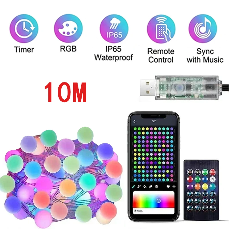 Bluetooth-Controlled LED Fairy Lights - Color-Changing String Lights for Indoor and Outdoor Decor