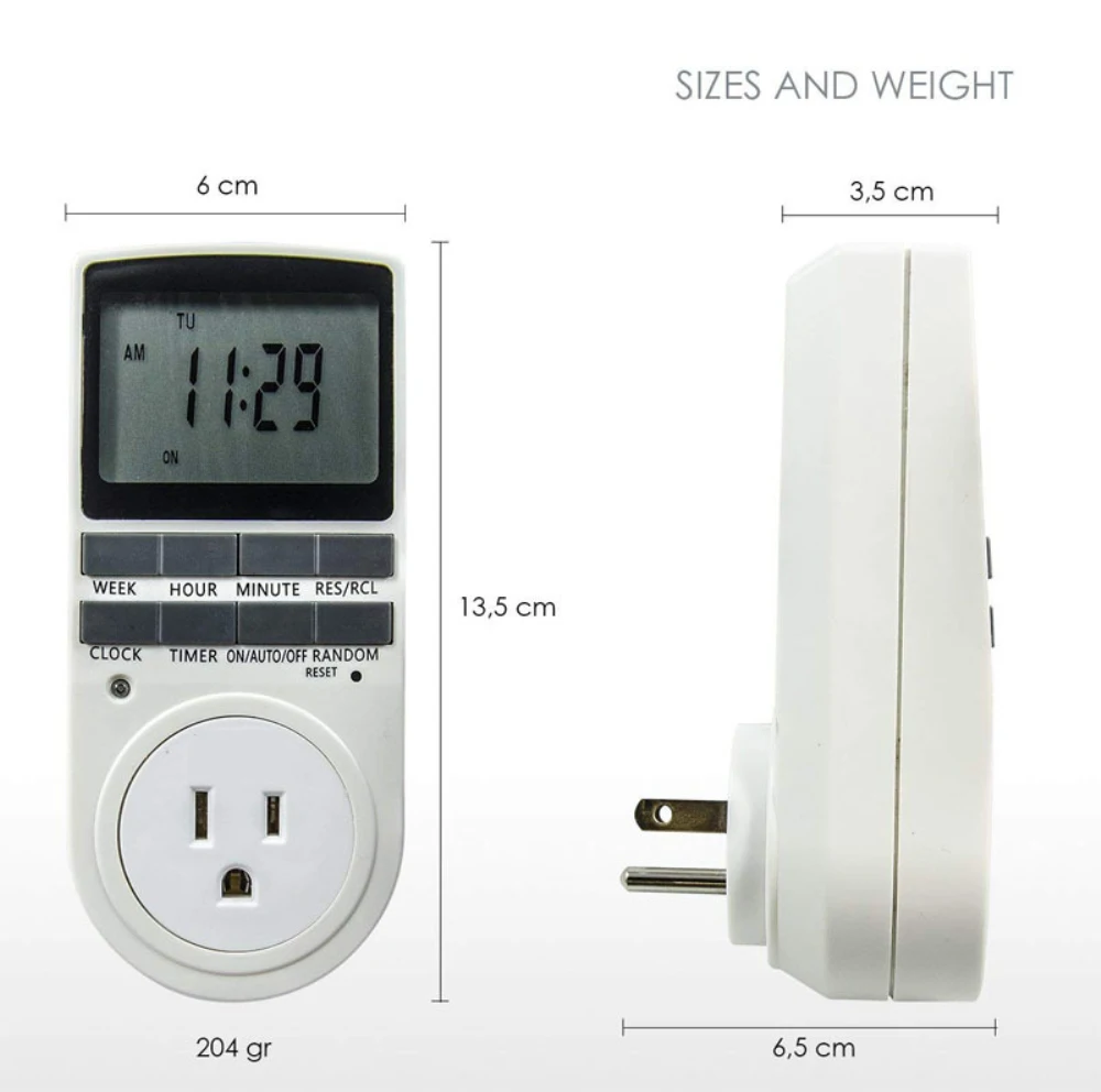 2 Prises à Minuterie Numérique Avec écran LCD - Pour Programmer Lumières Et Appareils Ménagers, Marque Awootsv