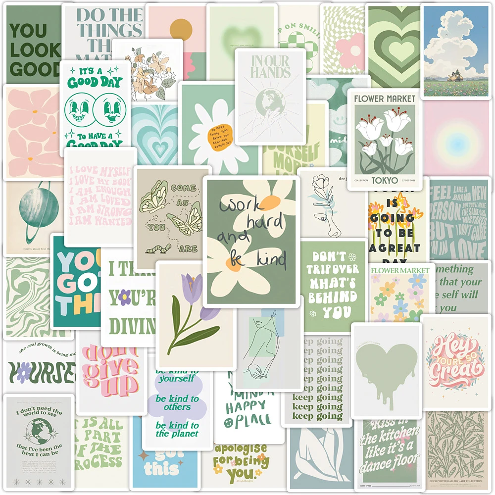 

10/30/50pcs Cartoon Inspirational Quote Stickers Postive Stickers for Kids Teens Student for Journaling Phone Scrapbooking Diary