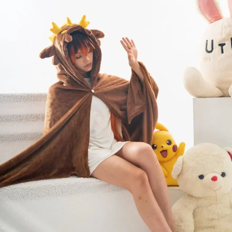 Anime Genshin Impact Blanket Plaid Cloak Zhongli Women Pajamas Wearable Xiao Adult Blanket Cosplay Custom Shawl Plaid Homewear 2
