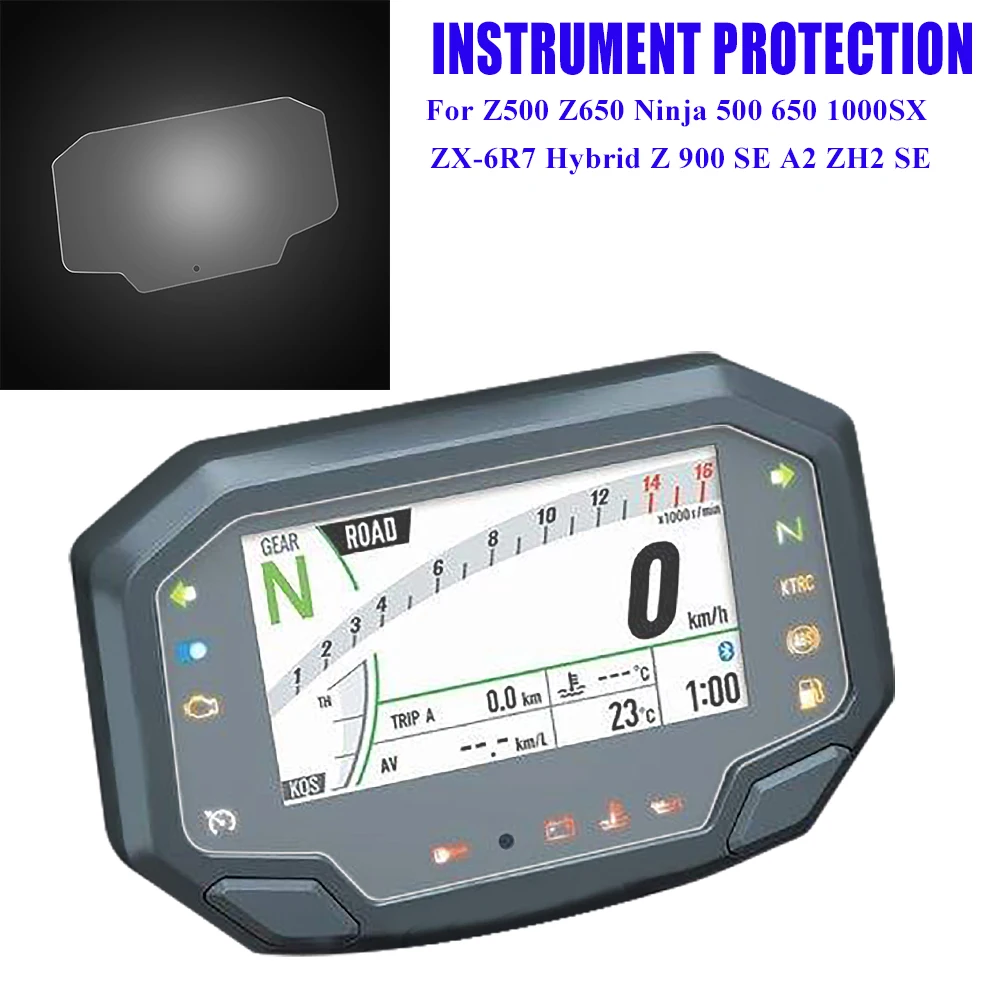 Motorcycle Screen Protector Motorcycle Instrument Cluster Scratch Film Screen Protection For Kawasaki Z500 Z650 Ninja 500 650 1000SX ZX-6R 7 Hybrid Z 900 SE