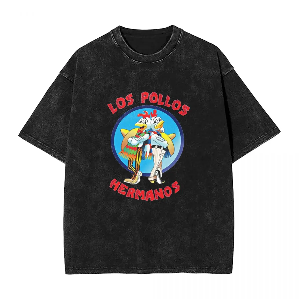 

Men's T-Shirt Los Pollos Hermanos Washed T Shirts Kawaii Funny Animal Summer Tees Streetwear Design Casual Tops Gift Idea