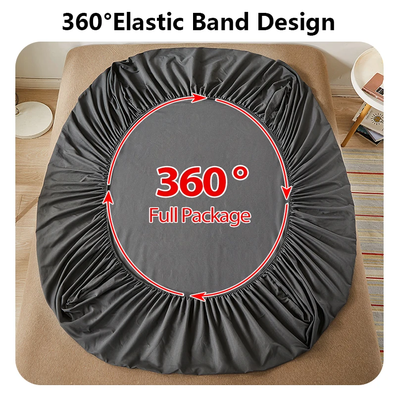 White Fitted Bed Sheets Elastic Mattress Cover Band Anti-slip Adjustable Single Double Bed Covers Pad Protector King 160/180x200 5