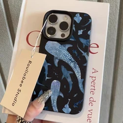 Blue Watercolor Shark Ocean Pattern Anti - Drop Phone Case for iPhone 18 Pro Max (1)