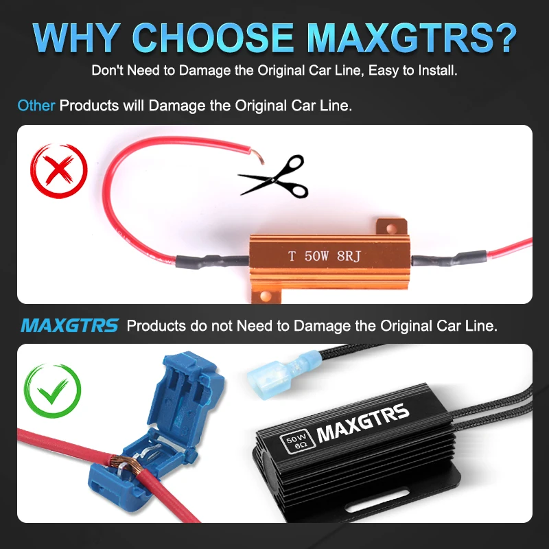 2pcs Universal 50W 6Ω LED Turn Signal Light Blink Flash Fix Load