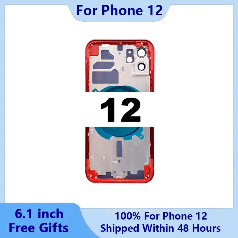 

Задняя крышка корпуса для iPhone 12, корпус корпуса со средней рамкой корпуса, лоток для SIM-карты, боковые ключи, клейкий, быстрая доставка