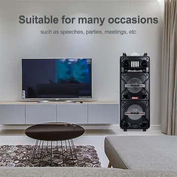 4000W Portable Bluetooth Speaker Dual 10in Sub Woofer Light Sound System with Microphone and Remote 6