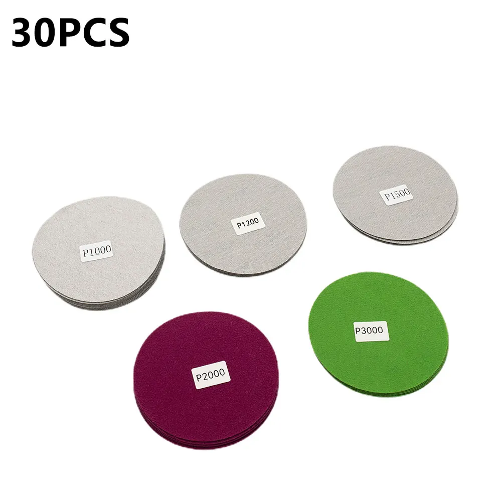 

30Pcs 125mm Wet Dry Sanding Discs 5 Inch Sandpaper 800-3000 Grit For Automobiles Furniture Wood Grinding Polishing