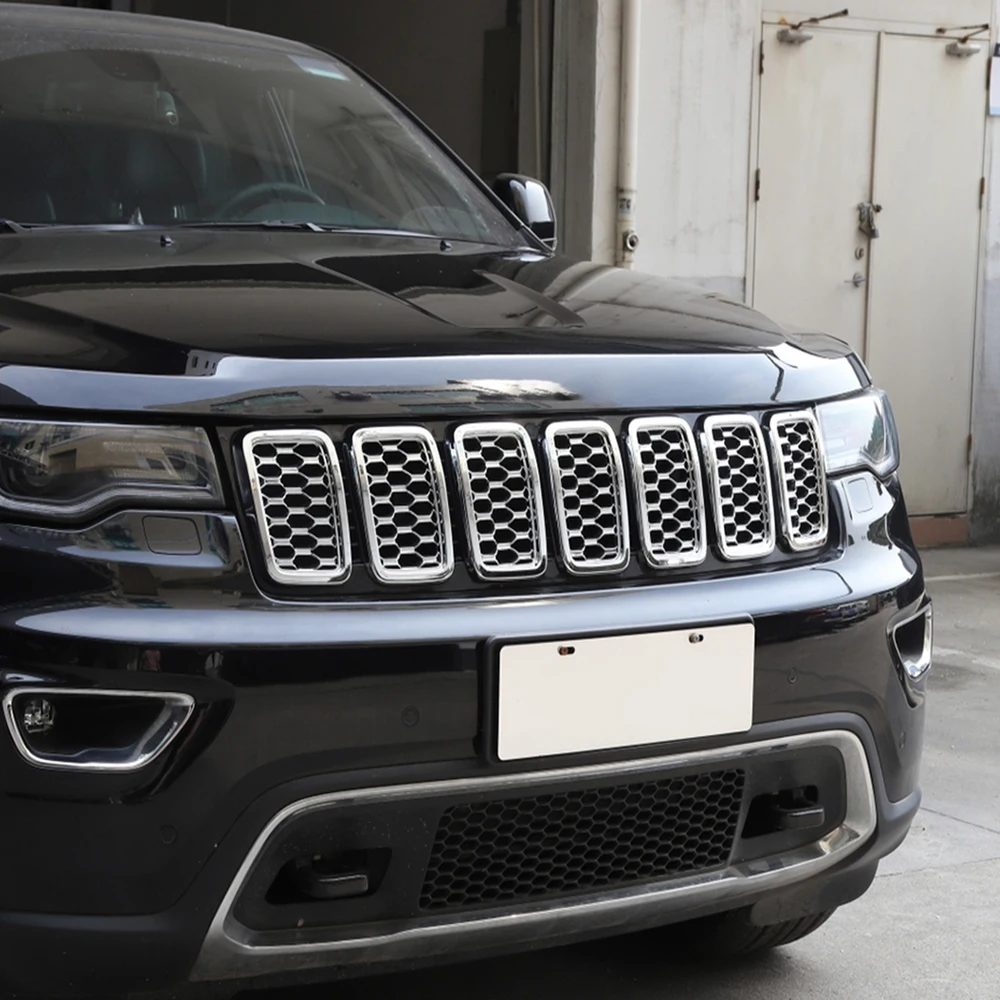 thumbnail image 2 of Compatible With Jeep Cherokee 2019-2023 Limited Upland North Edition 7pcs Glossy Matte Black Lower Front Insert Grill Grille Rings Accessories Cover Trim 2 of 13