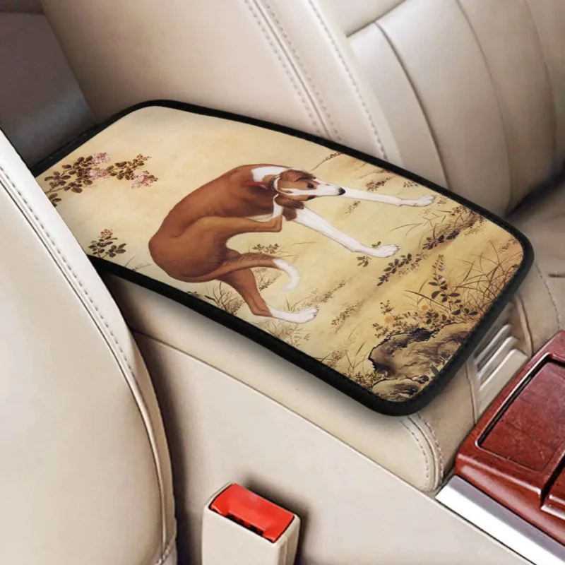 

Greyhound Sighthound Car Armrest Cover Mat Non-Slip Whippet Dog Center Console Cover Mat Car Interior Cushion Storage Box Pad