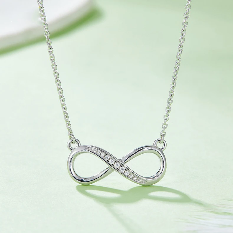 

BOEYCJR 925 Silver Infinite love D Color VVS1 Moissanite Total 0.1ct Pendant Necklace for Women Valentine's Day Birthday Gift