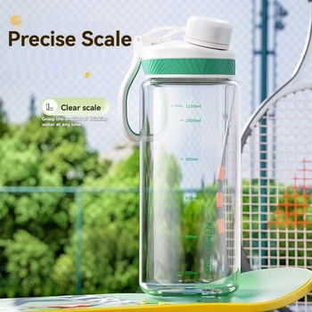 1.5L Sport Water Bottle with Time Marker Plastic Bottle Gym Leakproof  Portable Water Jug Outdoor Tour Cup