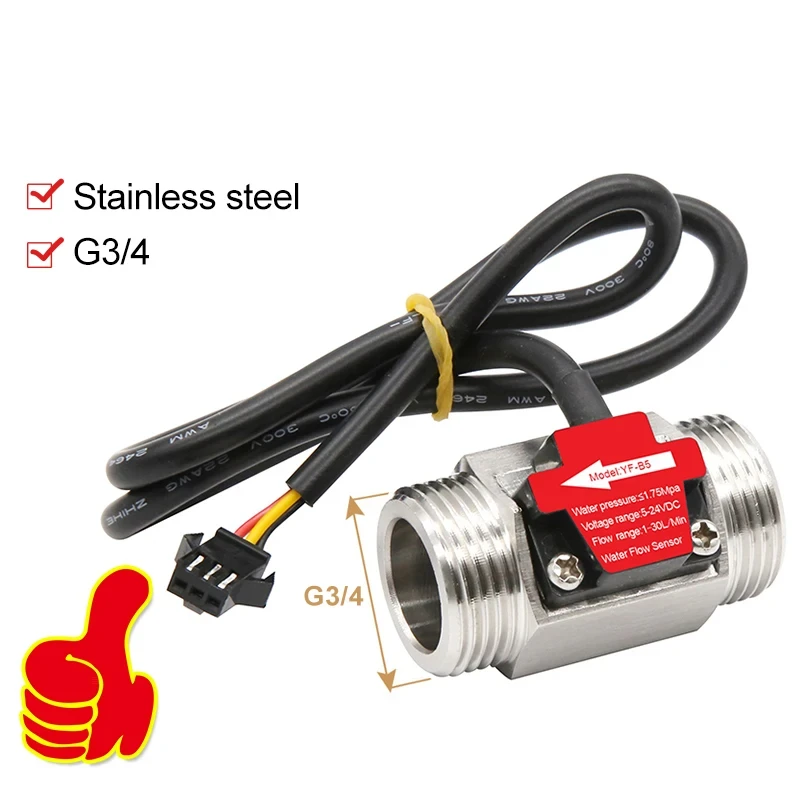 1/2" 3/4" 1'' 1-1/4'' 1-1/2'' 2 Inch Stainless Steel Hall Flow Sensor Water Flow Sensor Flowmeter Control Liquid Switch