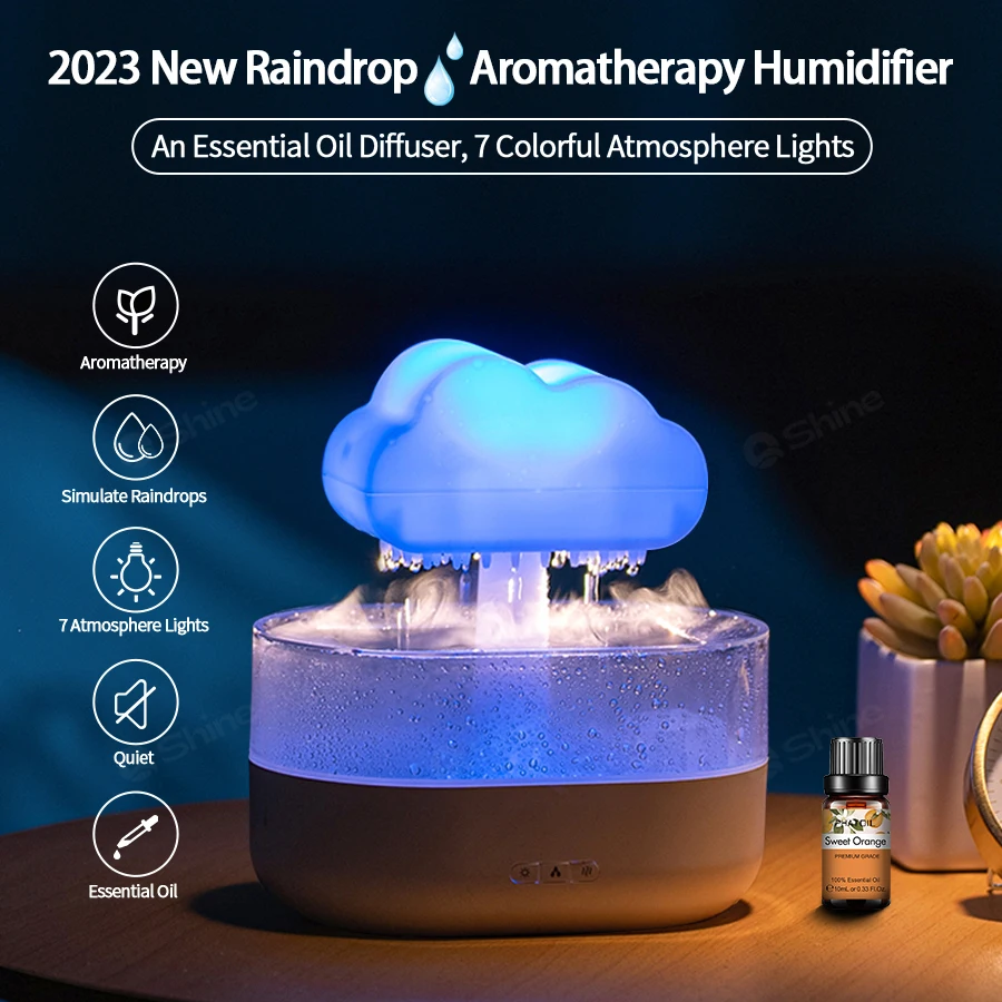 

2023 Rain Cloud Humidifier Raindrop Humidifier H2O Air Humidifier, Aroma Diffuser Essential Oil Aromatherapy Diffuser for Home