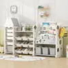 Toy Storage Organizer with Kids Bookshelf, Toy Organizer with 17 Bins and 5-Tier Bookshelf for Kids Bedroom Playroom 2