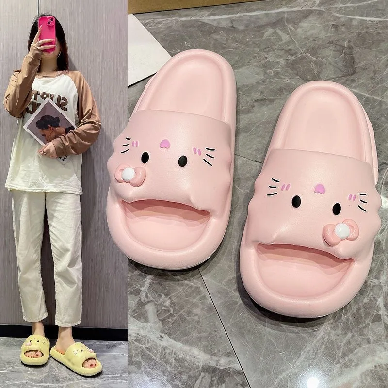 Sanrio Slippers Hello Kitty  Cinnamoroll Kuromi Slippers Kawaii Women Indoor Slippers Comzy Anti-Slip House Flat Slipper 2