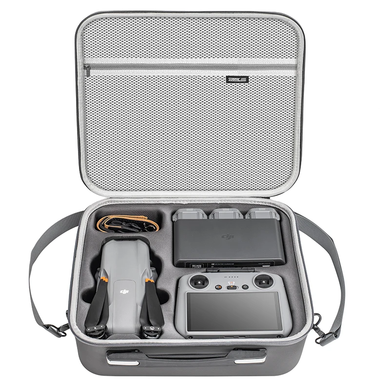 Sac de transport pour DJI Air 3 noir, sacoche bandoulière étanche PU avec fermeture éclair et poche avant.