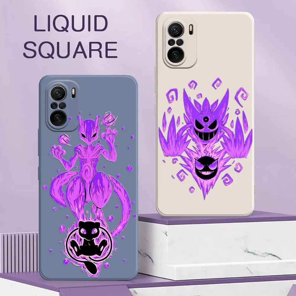 Pokemon Anime Newtwo Gengar Custodia Per Telefono Per Xiaomi 13T Pro 13 12T 11T 10T Pro Mi 11 Lite 5G Ne 12 11 9 Cover Posteriore In Silicone Liquido