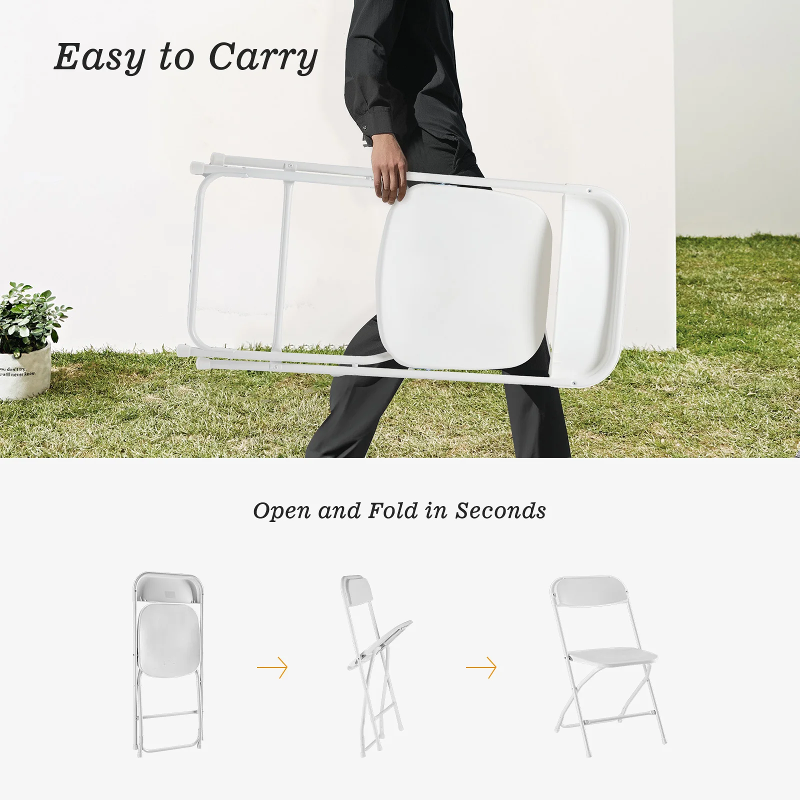 JHK 4/6 Pack Plastic Folding Chair 330LB Load Capacity Living Room Dinner Chairs Lightweight Portable Indoor/Outdoor Home Office