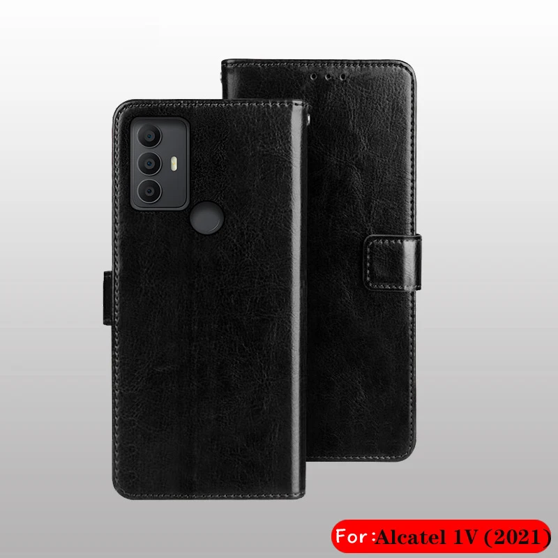 

Anti-knock Plain Wallet Cover For Carcasas Alcatel 1 1A 1S 3L 2021 Flip Case чехол на Alcatel 1V 2021 Hoesje Coque Fundas
