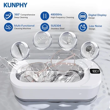 KUNPHY Ultrasonic Jewelry Cleaner 350ML 48KHz Professional Ultrasonic Cleaner Machine with 3 Digital Timer Sonic for Glasses 1