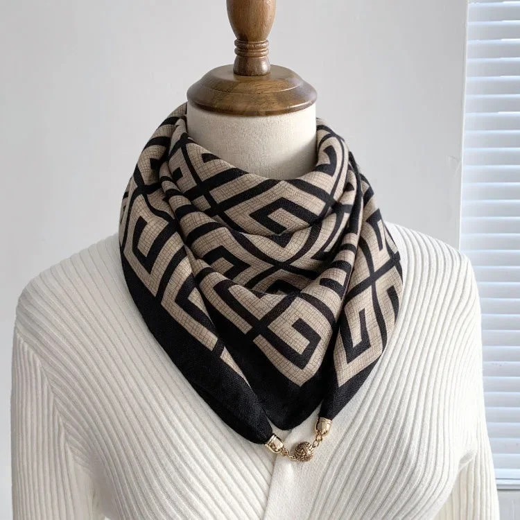 Hot Magnetic Triangle Neck Protection Scarf for Women in Autumn and Winter 2024 New Cotton and Linen Scarf  High-end Neck Scarf 4