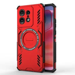 Enhanced Armor Shockproof Phone Case with Magnetic Holder Cover - Edge 50 Neo (HKdj - Red)